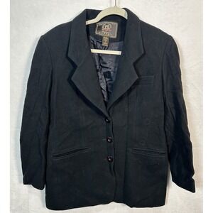 Vintage Express Wool Cashmere Blend Black Blazer Small S Women's 90's Y2K‎